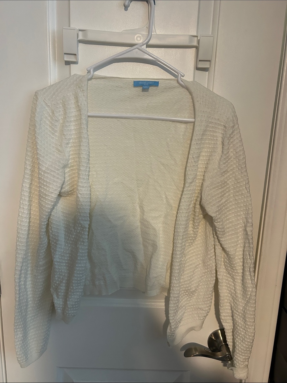 Draper James Cream Open-Front Textured Cardigan